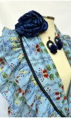 Blue Scarf , Earrings & Flower for Hair Set