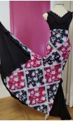 Falda Flamenca Negra Floral c/Nesgas