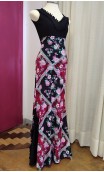 Falda Flamenca Negra Floral c/Nesgas