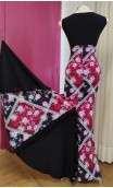 Falda Flamenca Negra Floral c/Nesgas