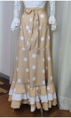 Falda Flamenca Cruzada Beige c/Lunares Blancos