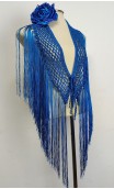 Blue Crochet Fringe & Flower for Hair Set