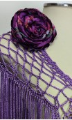 Conjunto Violeta Fleco de Crochet y Flor para el Pelo