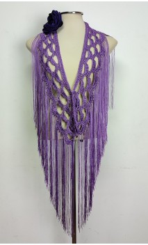 Conjunto Violeta 2 de Franja de Crochê e Flor