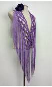 Violet Crochet Fringe & Flower for Hair Set