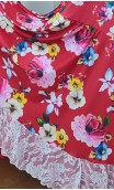 Vestido Rojo Floral con Flecos