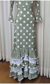 Olive Green w/White Polka-dots Skirt & Blouse Set