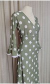 Olive Green w/White Polka-dots Skirt & Blouse Set