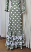 Olive Green w/White Polka-dots Skirt & Blouse Set