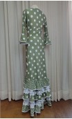 Olive Green w/White Polka-dots Skirt & Blouse Set