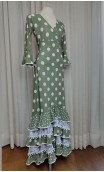 Olive Green w/White Polka-dots Skirt & Blouse Set