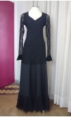 Vestido Flamenco Preto de Renda c/Saia Godê