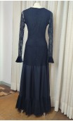 Vestido Flamenco Negro de Encajes y Falda Godet