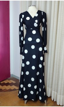 Black w/White Polka-Dots Flamenco Skirt & Top Set