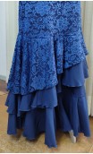 Vestido Flamenco de Encajes Azul 3 Volantes