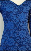 Vestido Flamenco de Encajes Azul 3 Volantes