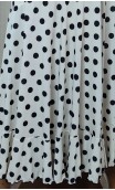 White w/Black polka-dots Godet Flamenco Skirt