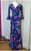 Conjunto Flamenco Saia e Blusa Azul Floral