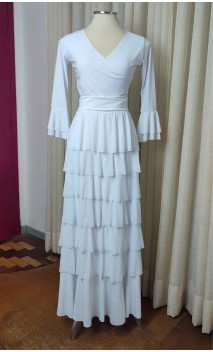 Flamenco Skirt & Top White Set w/ Tulle Ruffles