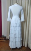 Conjunto Flamenco Blanco de Falda y Blusa c/ Volantes de Túl