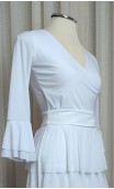 Conjunto Flamenco Branco de Saia e Blusa c/Babados de Tule