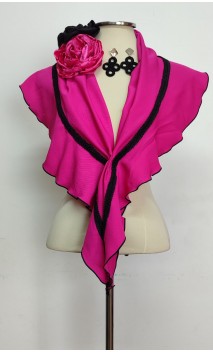 Conjunto Xale Pink, Brincos de Crochê e 2 Flores