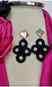 Pink Scarf, Earrings & 2 Flowers Hair Set