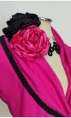 Conjunto Xale Pink, Brincos de Crochê e 2 Flores