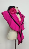 Conjunto Xale Pink, Brincos de Crochê e 2 Flores