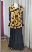 Mustard Color w/Black Polka-dots Apron & Scarf Set