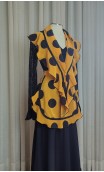 Mustard Color w/Black Polka-dots Apron & Scarf Set