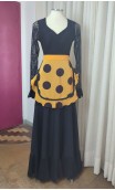 Mustard Color w/Black Polka-dots Apron & Scarf Set