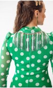 Green w/White Polka-dots Flamenco Shawl w/Fringe