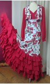 Conjunto Flamenco Claveles Chaleco y Falda c/ Volantes