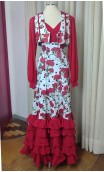 Conjunto Flamenco Claveles Chaleco y Falda c/ Volantes