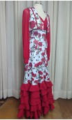 Conjunto Flamenco Claveles Chaleco y Falda c/ Volantes