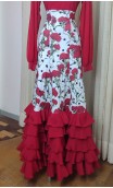 Conjunto Flamenco Claveles Chaleco y Falda c/ Volantes