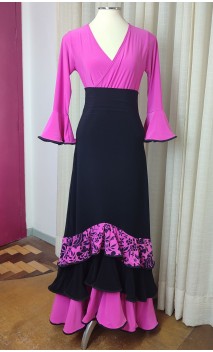 Conjunto Flamenco Falda & Blusa Negro c/Pink