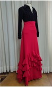 Red Knitted Flamenco Skirt w/Ruffles