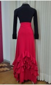 Red Knitted Flamenco Skirt w/Ruffles