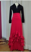 Red Knitted Flamenco Skirt w/Ruffles