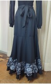 Floral Black Wrap Over Flamenco Skirt