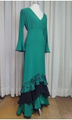 Conjunto Flamenco Falda & Blusa Verde c/Negro