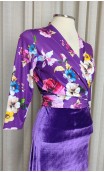 Conjunto Flamenco de Falda Terciopelo Purpura y Blusa Floral