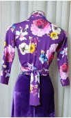 Conjunto Flamenco de Falda Terciopelo Purpura y Blusa Floral