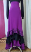 Falda Flamenca Purpura y Negra c/ 3 Volantes