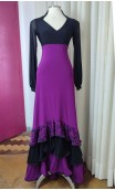 Falda Flamenca Purpura y Negra c/ 3 Volantes