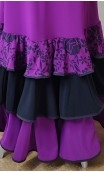 Falda Flamenca Purpura y Negra c/ 3 Volantes