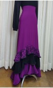 Falda Flamenca Purpura y Negra c/ 3 Volantes