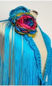 Conjunto Azul Fleco y 2 Flores para el Pelo